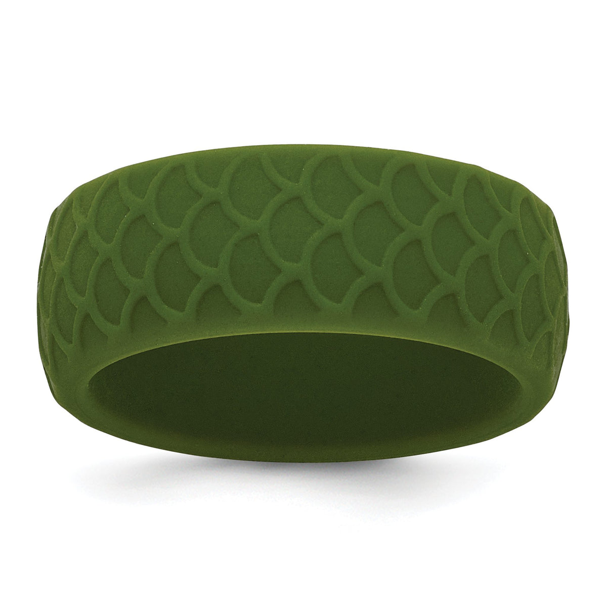 Fish Scale Pattern Wedding Band in Olive Green Silicone, 8.7mm, Size 7–14 - Sophia Jewelers Main image