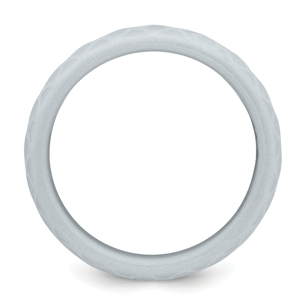 Silicone Metallic Silver 8.70mm Fish Scale Pattern Band