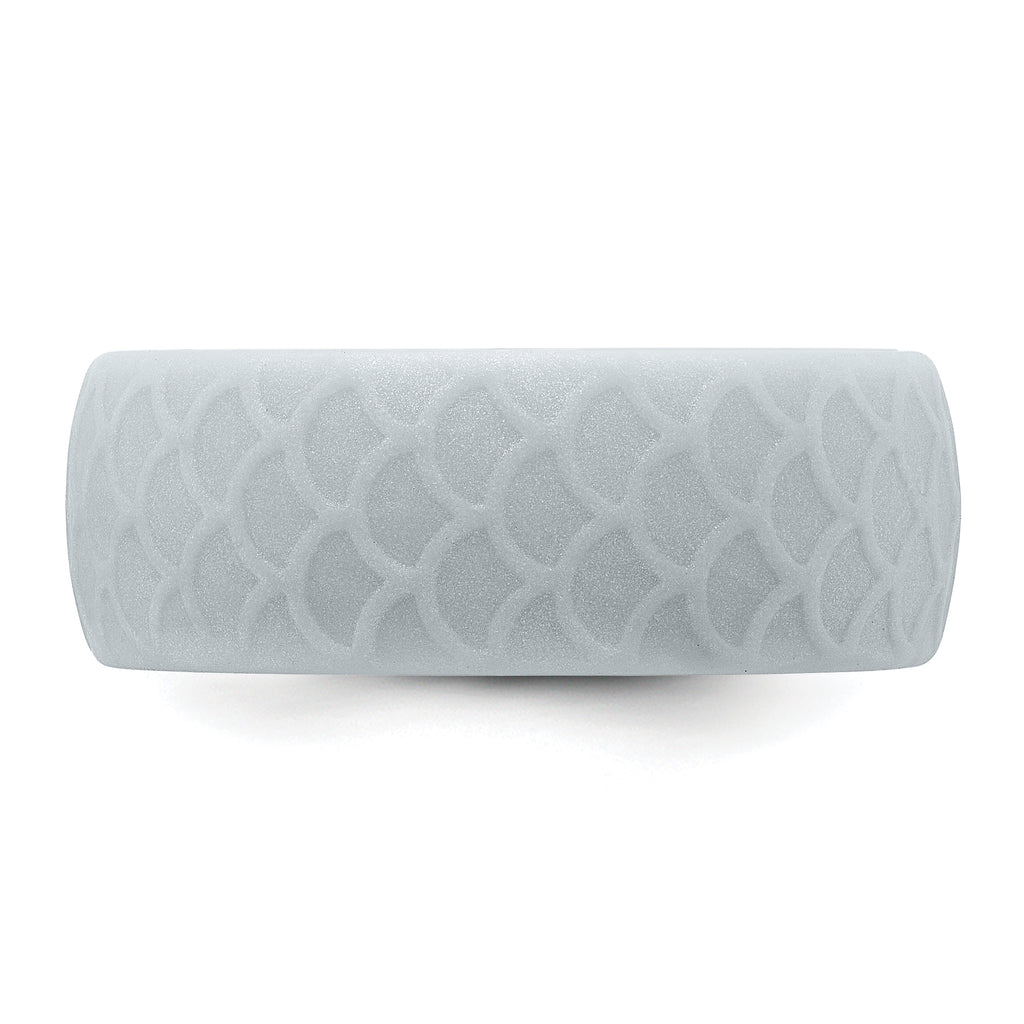 Silicone Metallic Silver 8.70mm Fish Scale Pattern Band
