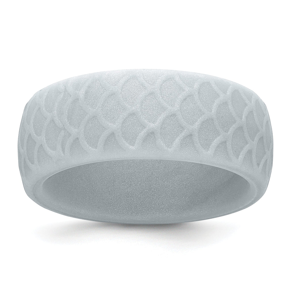 Fish Scale Pattern Wedding Band in Metallic Silver-Tone Silicone, 8.7mm, Size 7–14 - Sophia Jewelers Main image