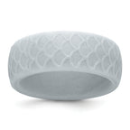 Silicone Metallic Silver 8.70mm Fish Scale Pattern Band