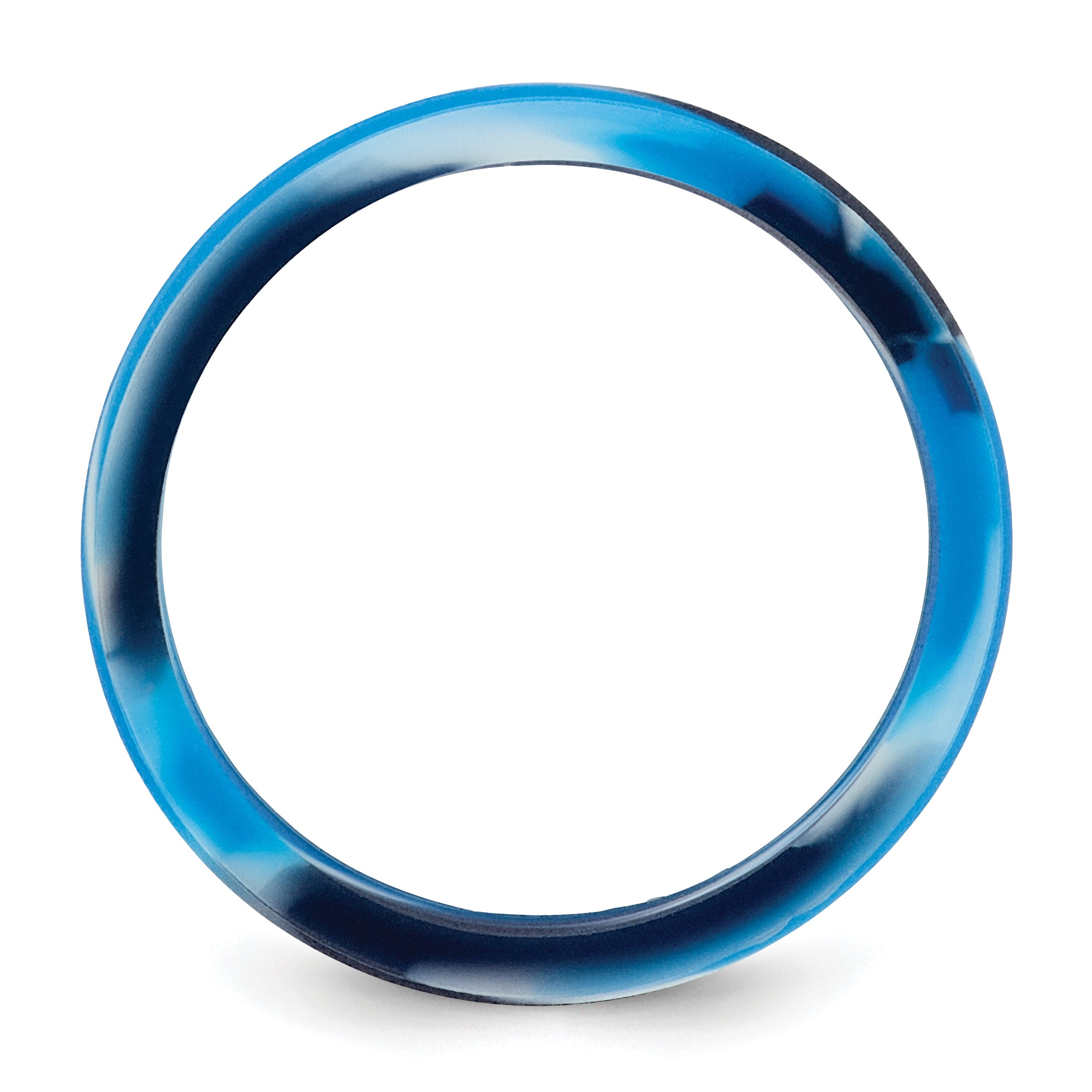 Flat Edge Wedding Band in Blue & White Silicone, 8.7mm Secondary image