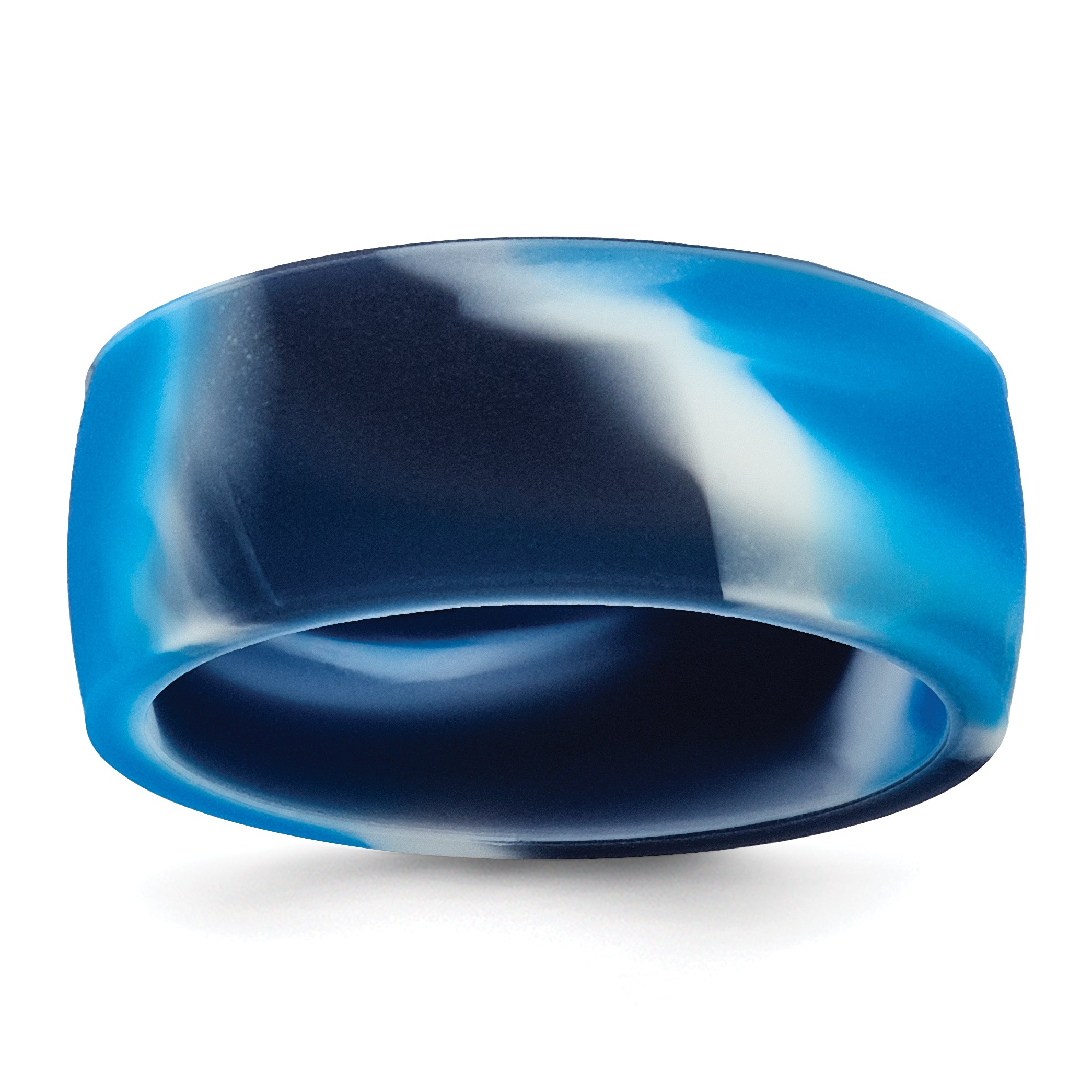 Silicone Blue/White 8.70mm Flat Edge Band Main image