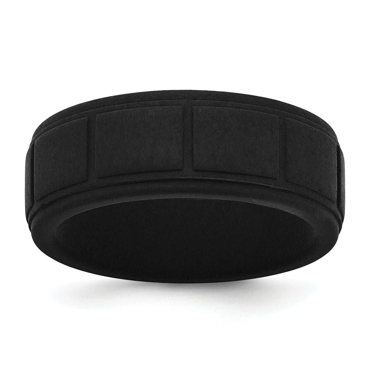 Grid Pattern Wedding Band in Black Silicone, 8mm, Size 8–13 - Sophia Jewelers Main image