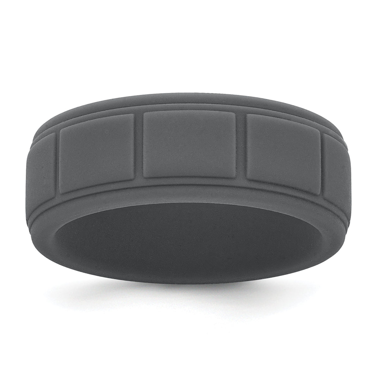 Grid Pattern Wedding Band in Dark Gray Silicone, 8mm, Size 8–13 - Sophia Jewelers Main image
