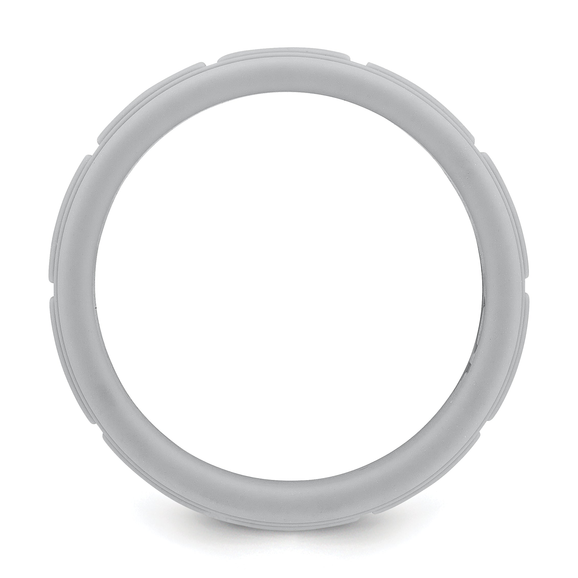Light Gray Silicone Band Ring with 8mm Width Featuring Grid Pattern Design for Detail Secondary image