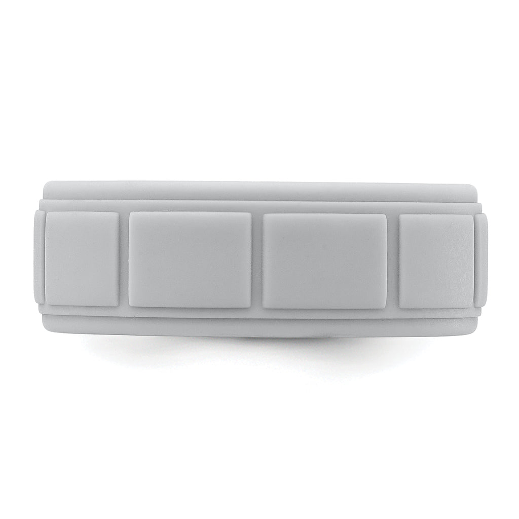 Silicone Light Gray 8mm Grid Pattern Band