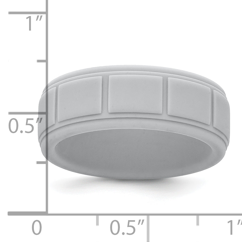 Silicone Light Gray 8mm Grid Pattern Band