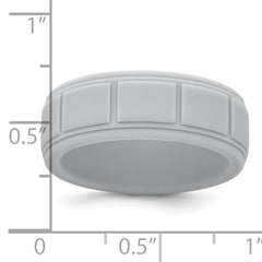 Silicone Light Gray 8mm Grid Pattern Band