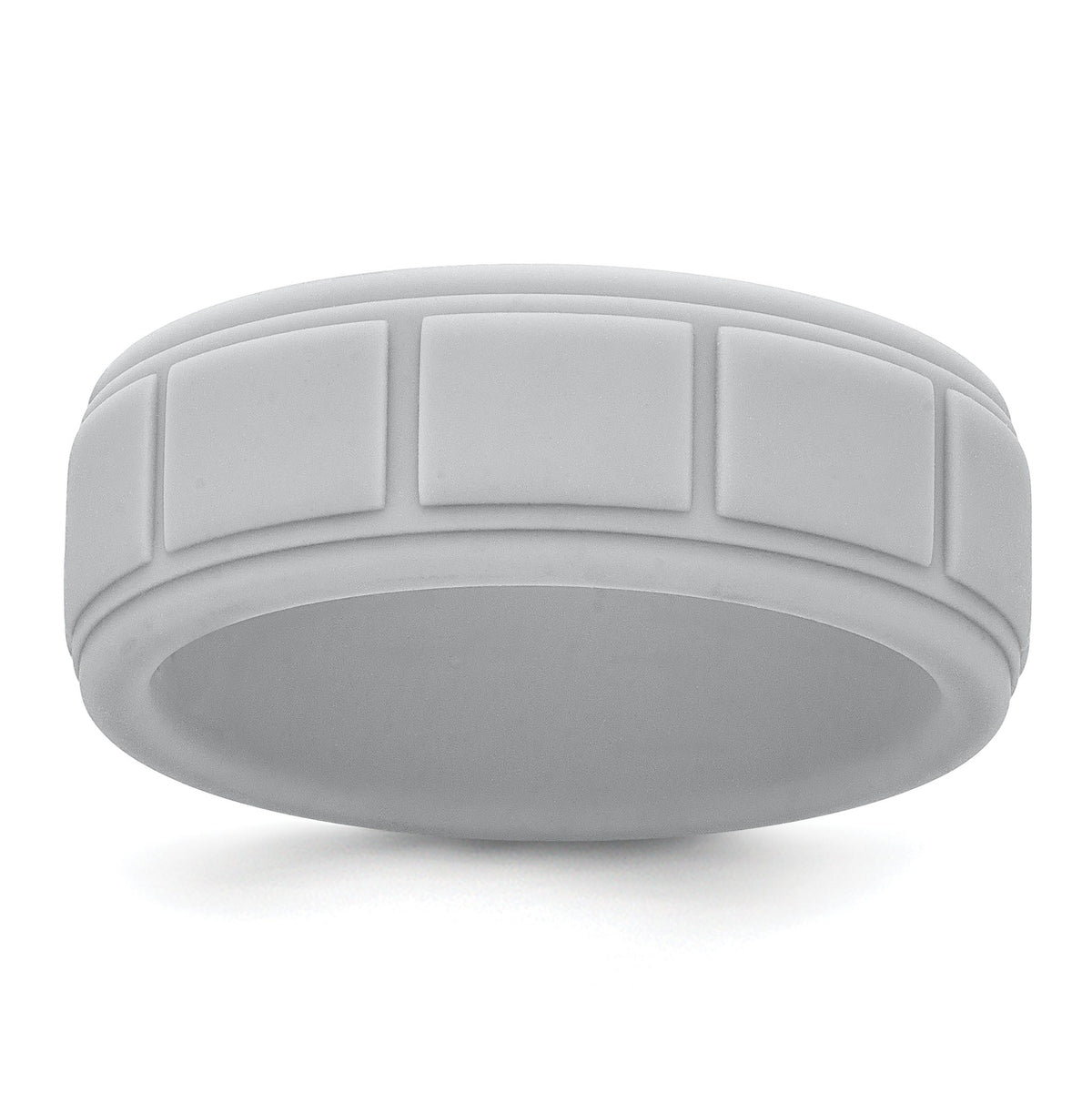 Grid Pattern Wedding Band in Light Gray Silicone, 8mm, Size 8–13 - Sophia Jewelers Main image