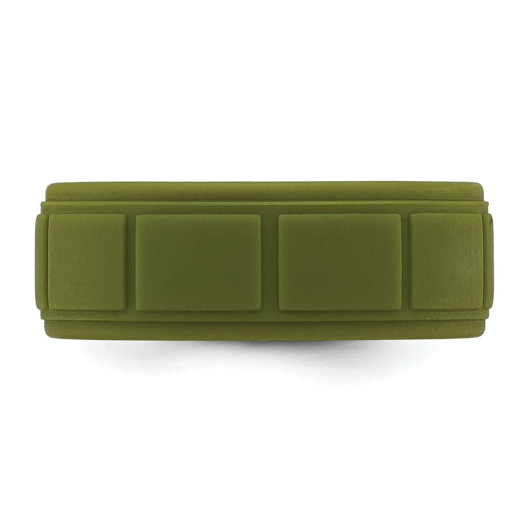 Silicone Olive Green 8mm Grid Pattern Band