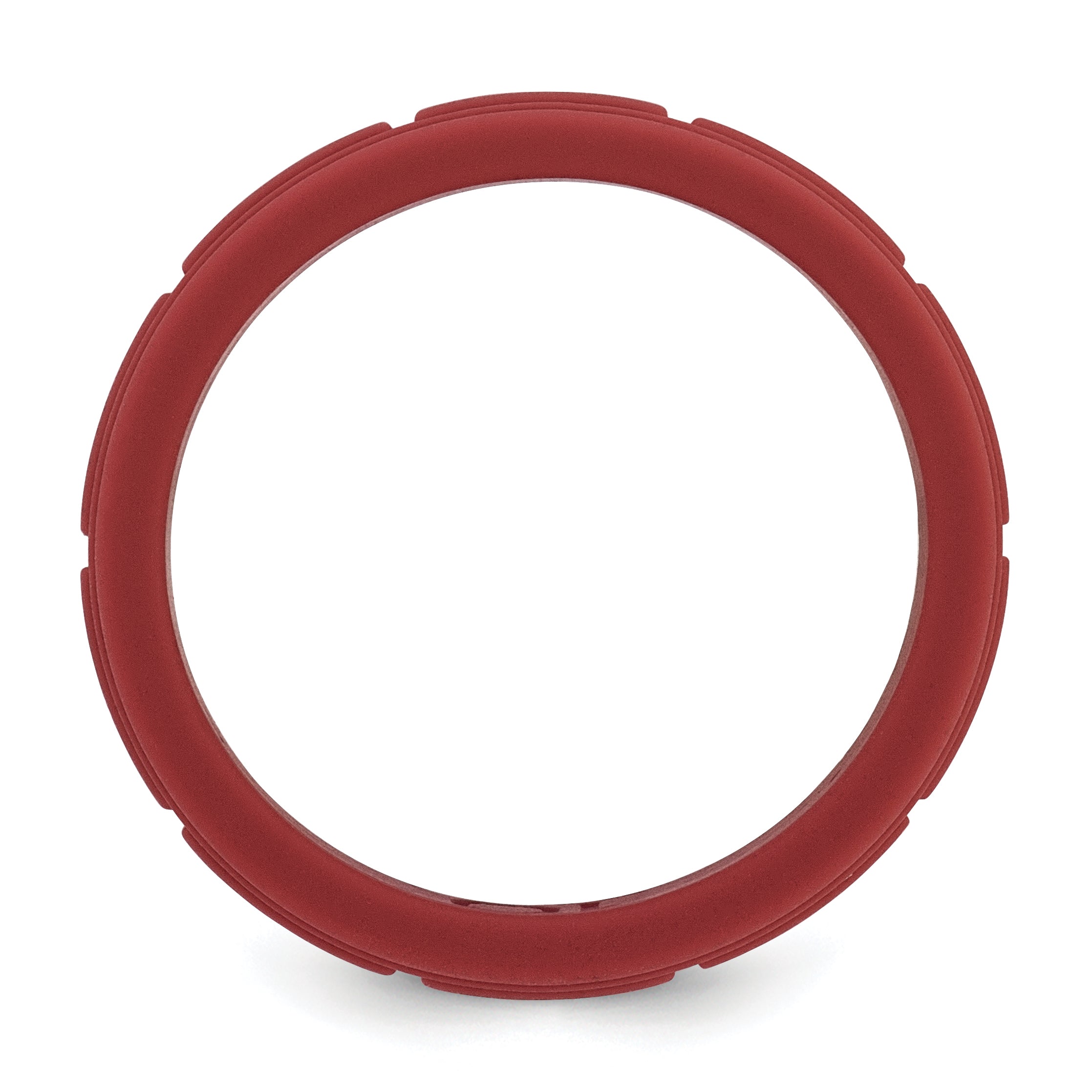 Dark Red Silicone Band Ring with 8mm Width Featuring Grid Pattern Design for Texture Secondary image