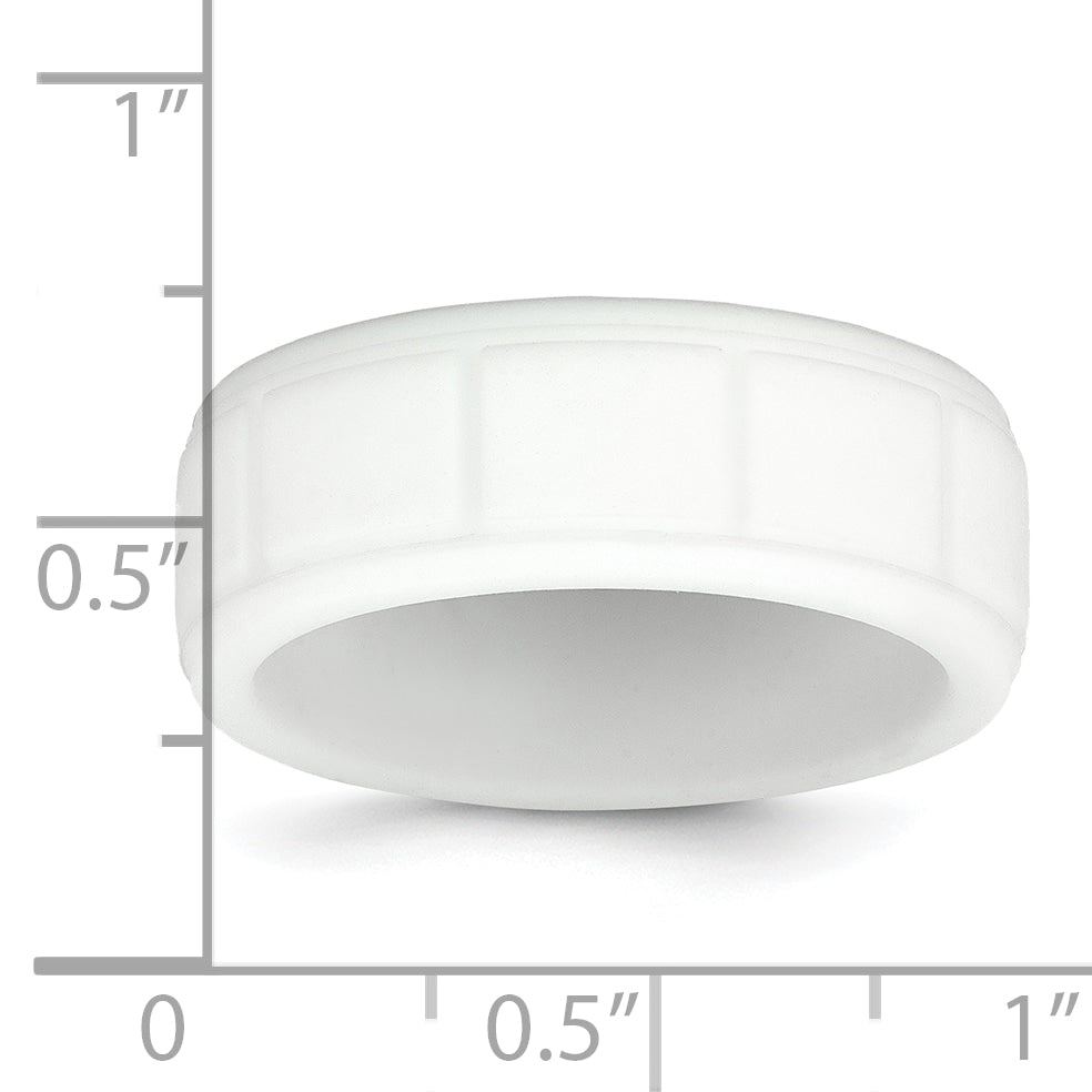 Silicone White 8mm Grid Pattern Band