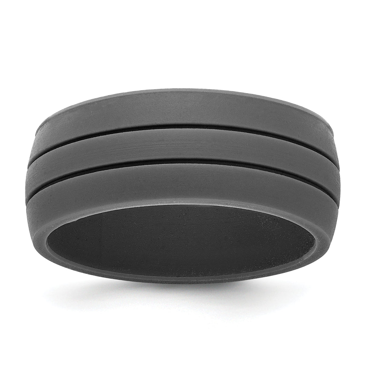 Grooved Wedding Band in Dark Gray Silicone, 8.5mm, Size 7–12 - Sophia Jewelers Main image