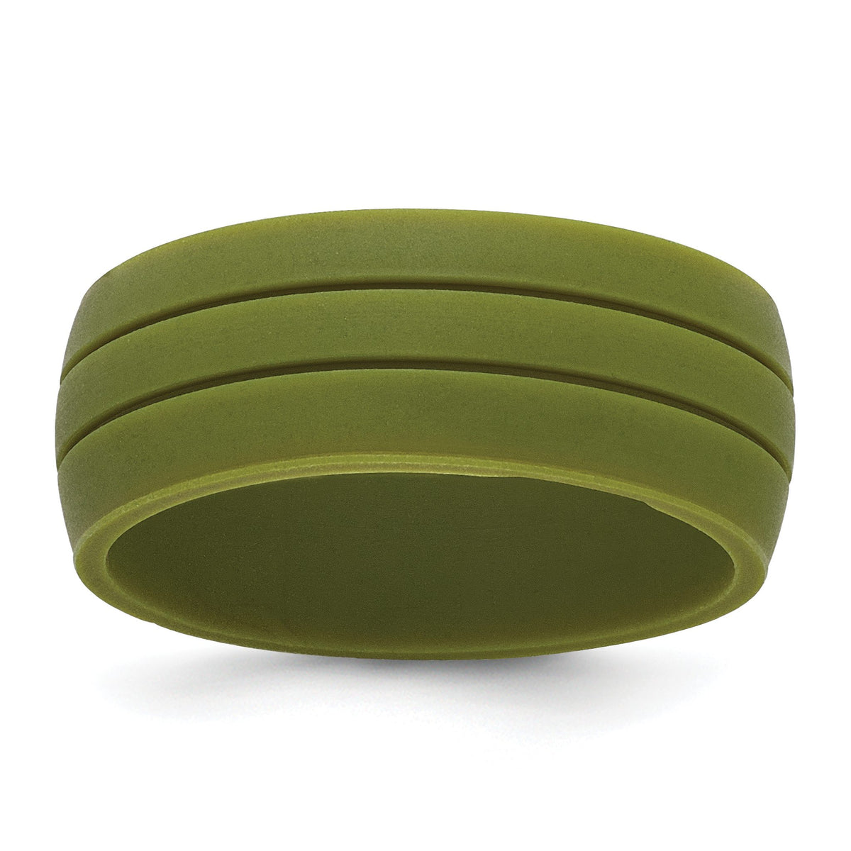 Grooved Wedding Band in Olive Green Silicone, 8.5mm, Size 7–12 - Sophia Jewelers Main image