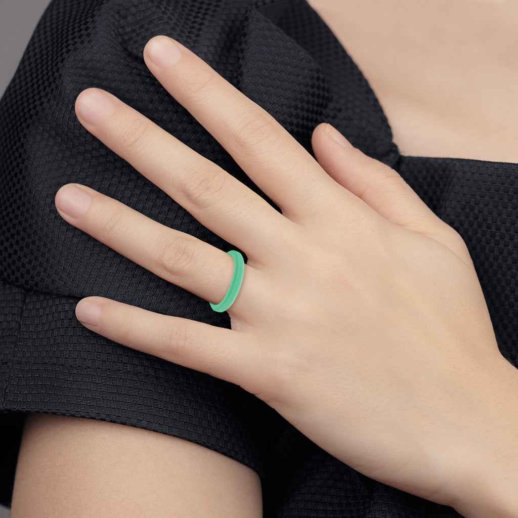 Silicone Mint Green 4mm Ridged Edge Band