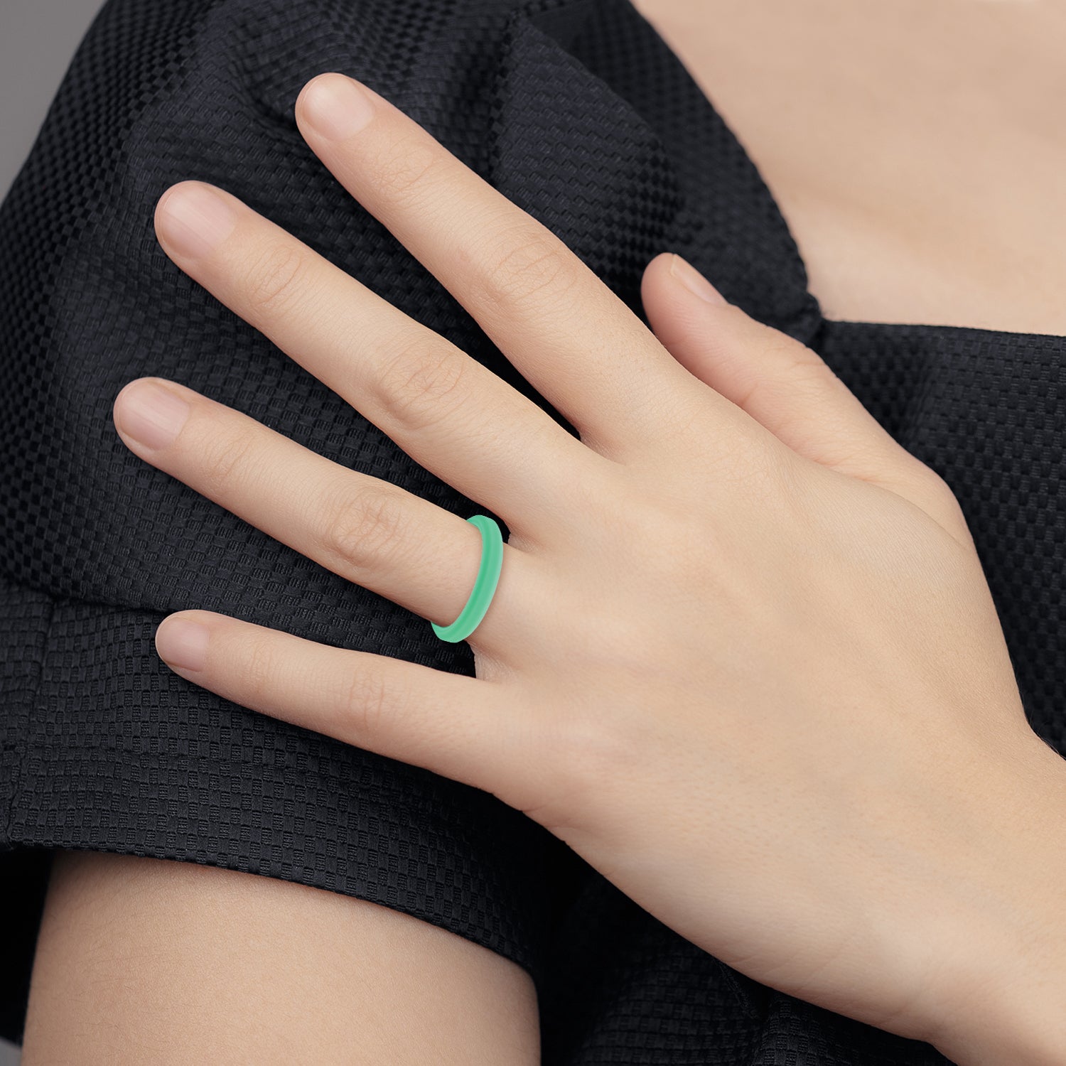 Silicone Mint Green 4mm Ridged Edge Band
