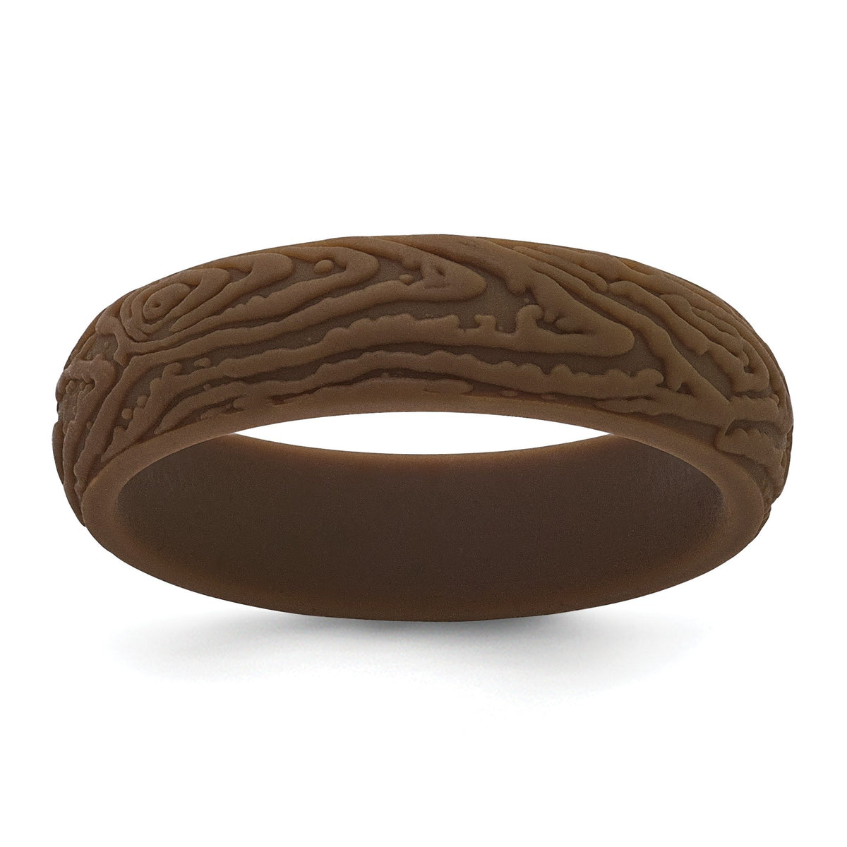 Wood Grain Pattern Wedding Band in Brown Silicone, 5.7mm, Size 6–10 - Sophia Jewelers Main image