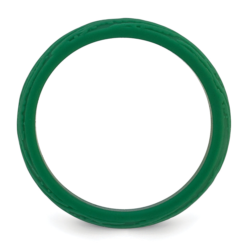 Silicone Hunter Green 5.70mm Wood Grain Pattern Band