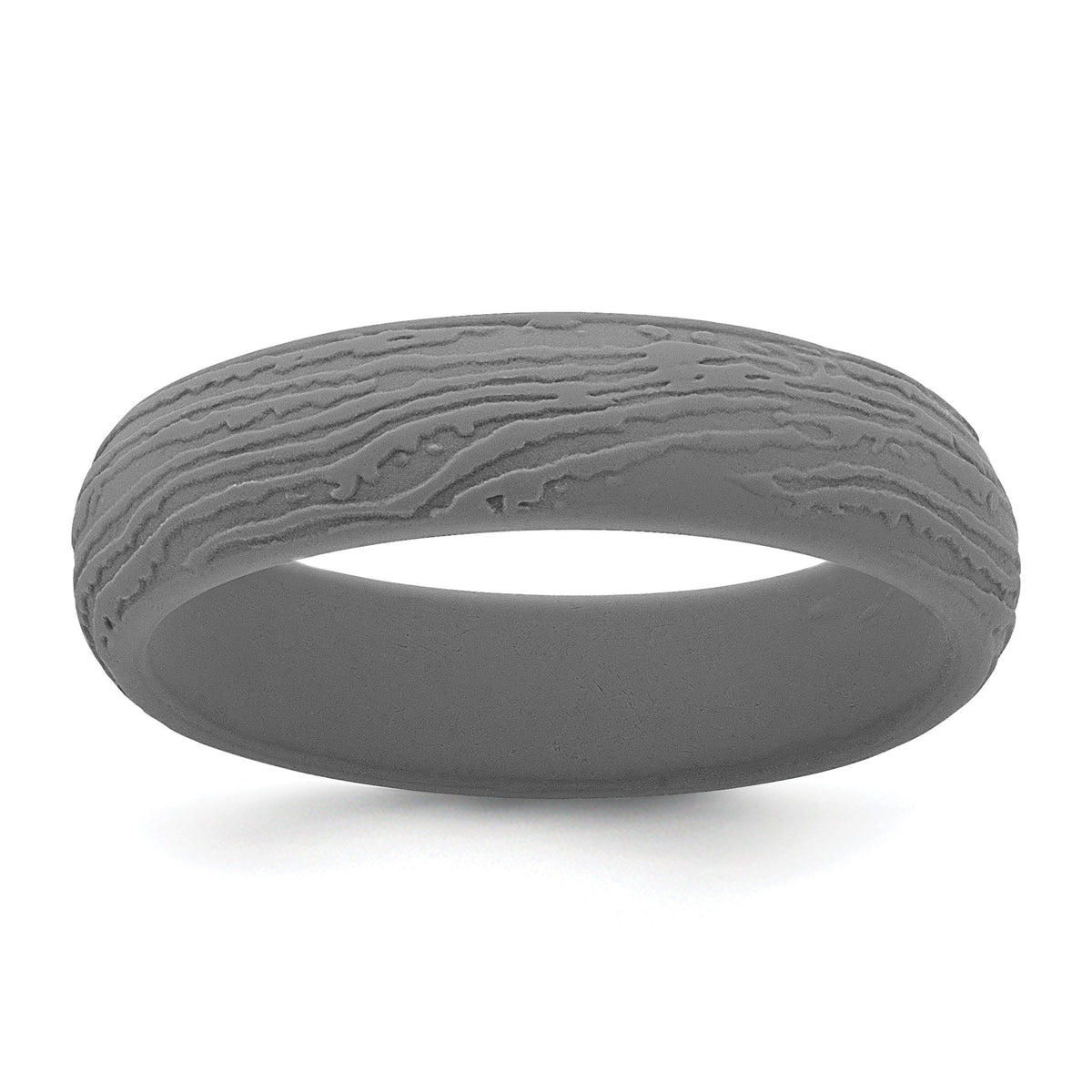 Wood Grain Pattern Wedding Band in Gray Silicone, 5.7mm, Size 6–10 - Sophia Jewelers Main image