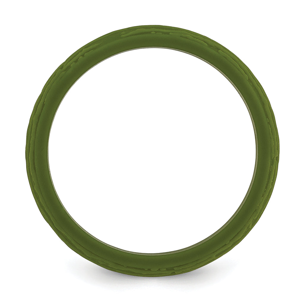 Silicone Olive Green 5.70mm Wood Grain Pattern Band