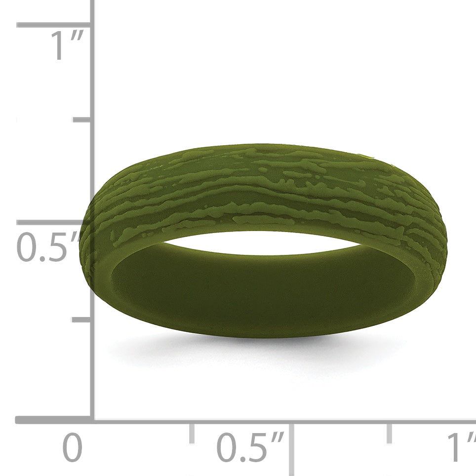 Silicone Olive Green 5.70mm Wood Grain Pattern Band