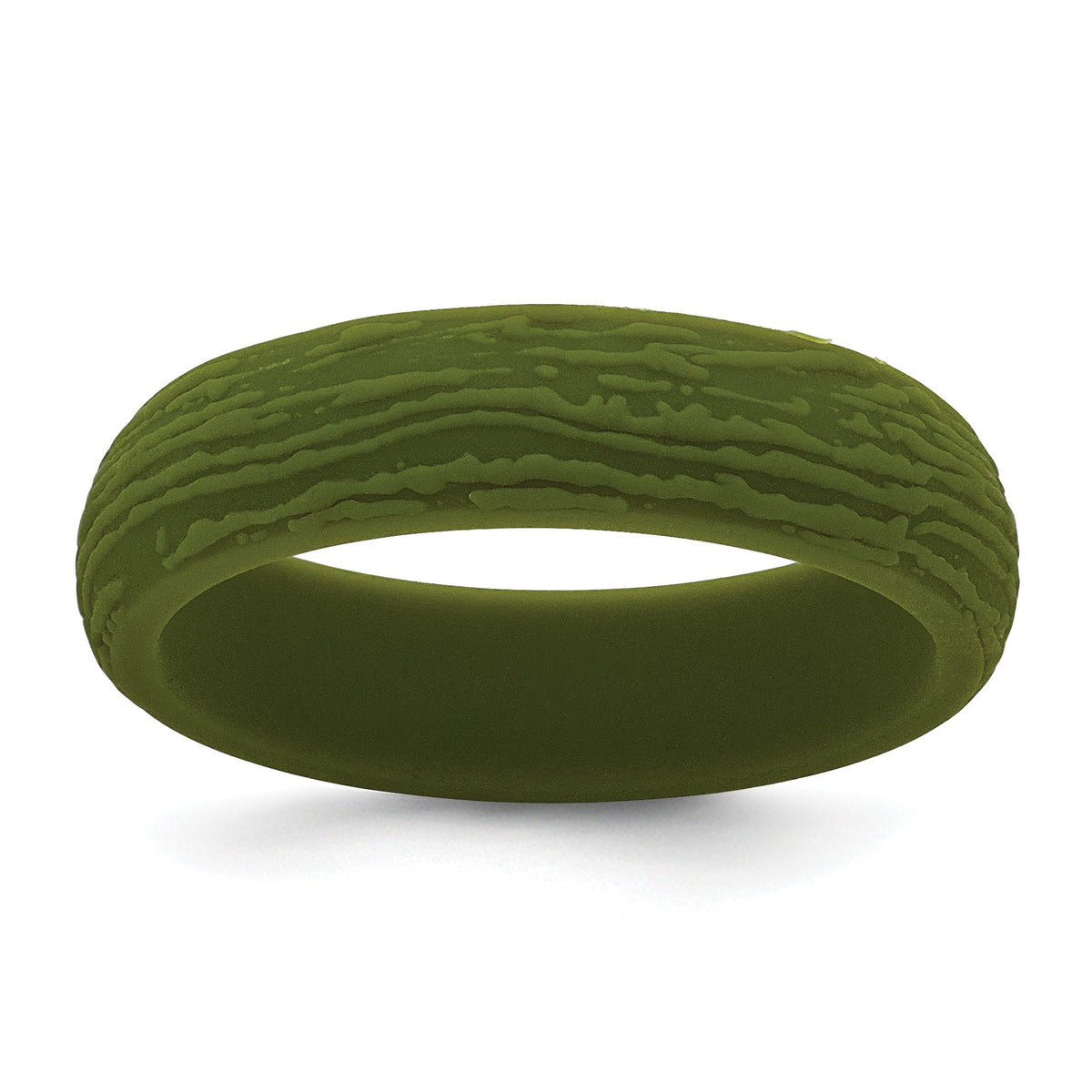 Wood Grain Pattern Wedding Band in Olive Green Silicone, 5.7mm, Size 6–10 - Sophia Jewelers Main image