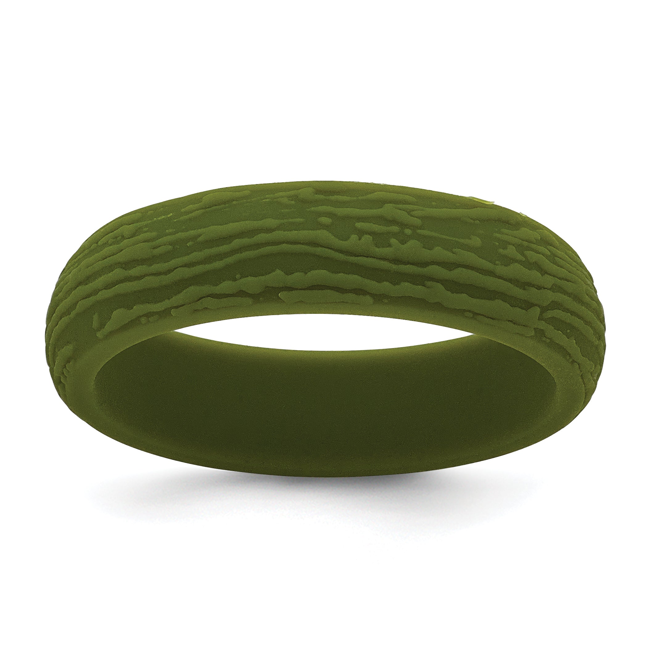 Silicone Olive Green 5.70mm Wood Grain Pattern Band Main image