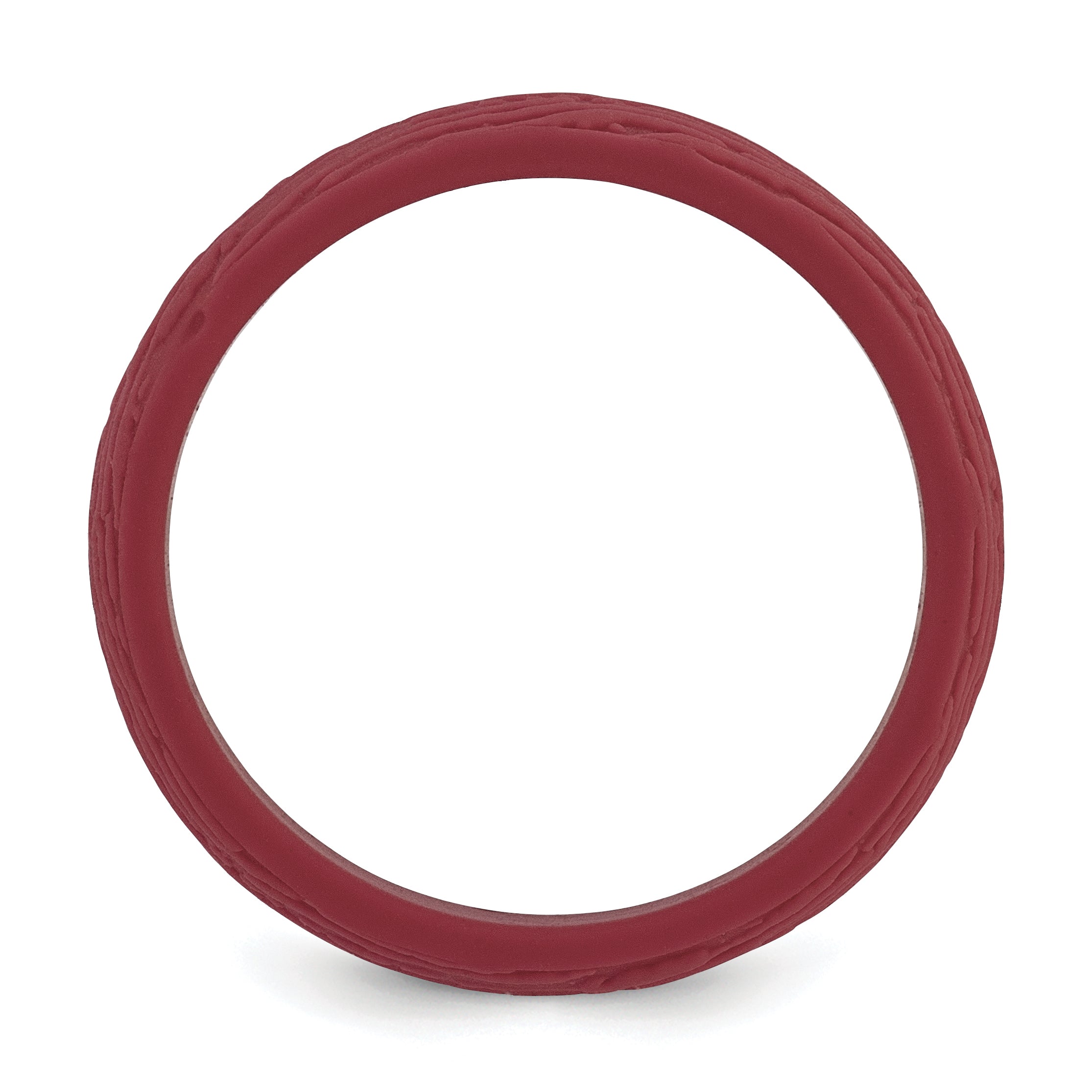 Dark Red Silicone Band Ring with 5.7mm Width Featuring Wood Grain Pattern Secondary image
