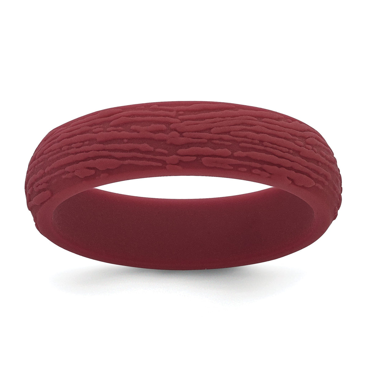 Wood Grain Pattern Wedding Band in Dark Red Silicone, 5.7mm, Size 6–10 - Sophia Jewelers Main image
