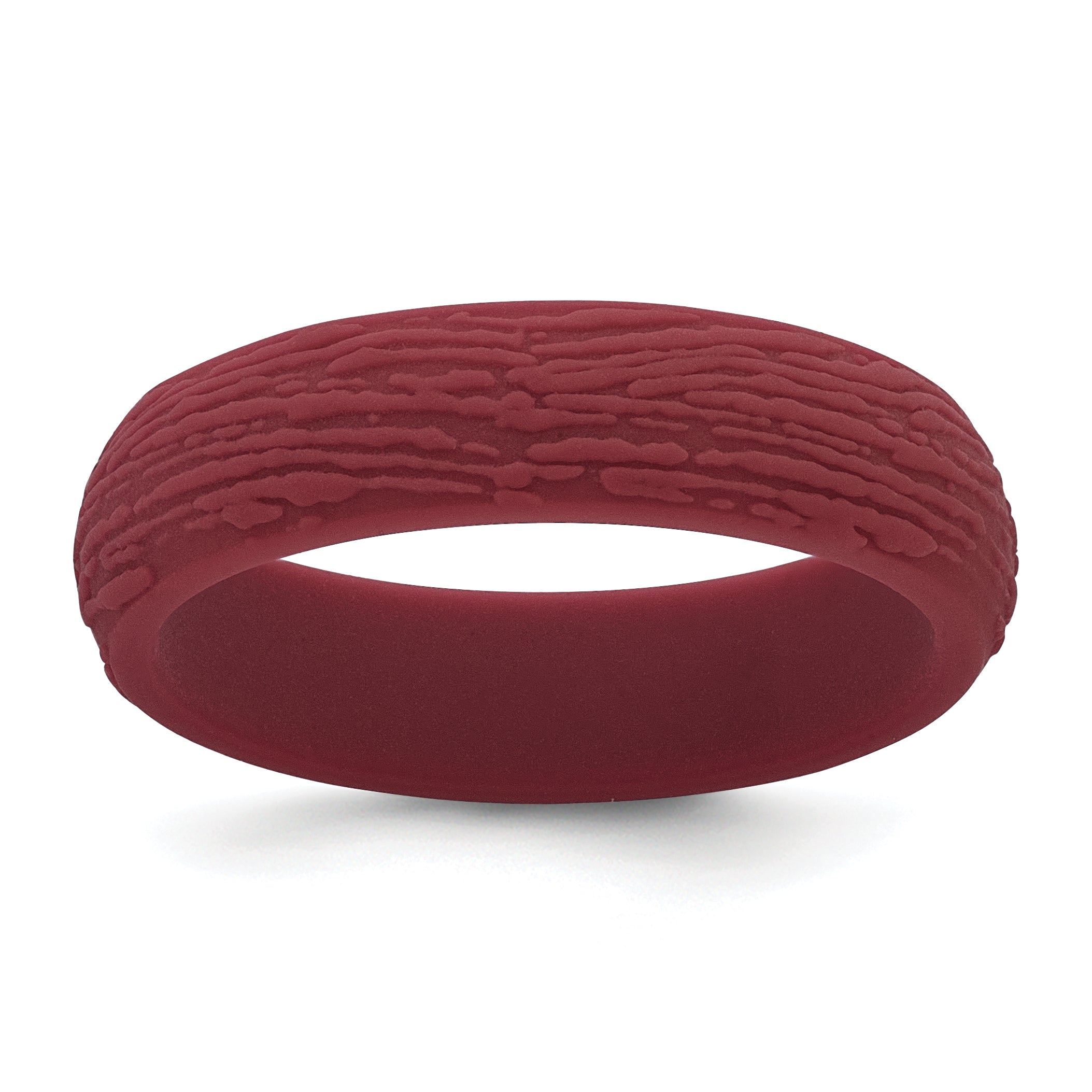 Silicone Dark Red 5.70mm Wood Grain Pattern Band Main image