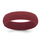 Silicone Dark Red 5.70mm Wood Grain Pattern Band
