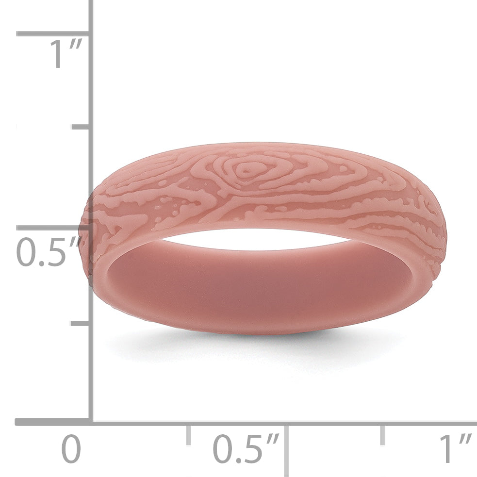 Silicone Rose Pink 5.70mm Wood Grain Pattern Band
