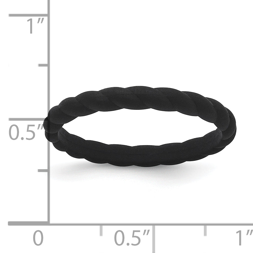 Silicone Black 3mm Braided Band