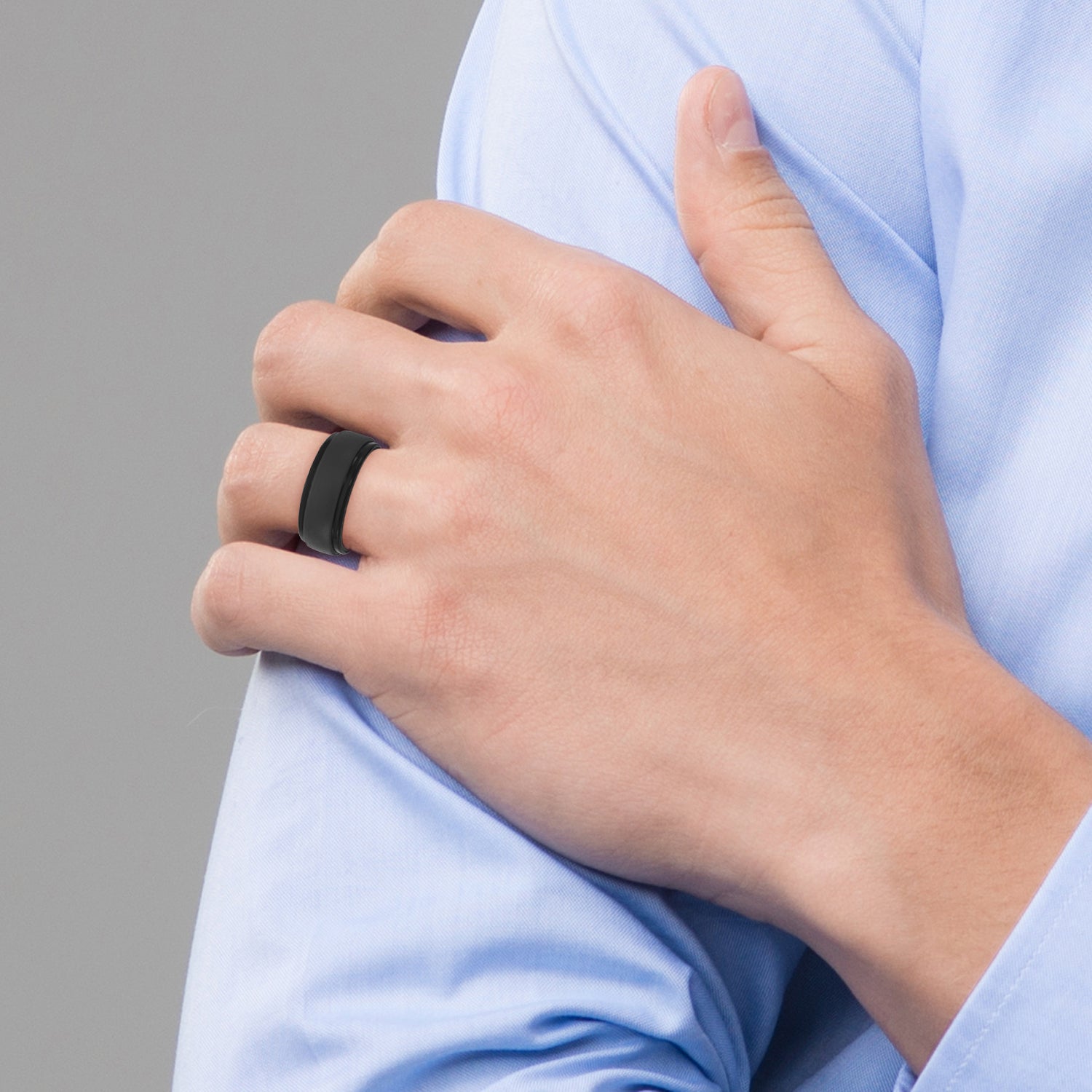 Silicone Black 9mm Ridged Edge Band