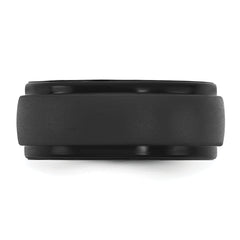 Silicone Black 9mm Ridged Edge Band