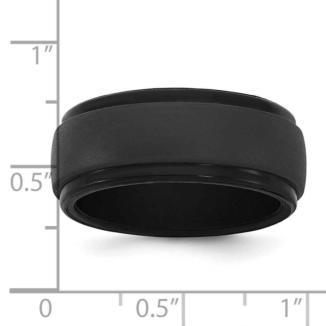 Silicone Black 9mm Ridged Edge Band