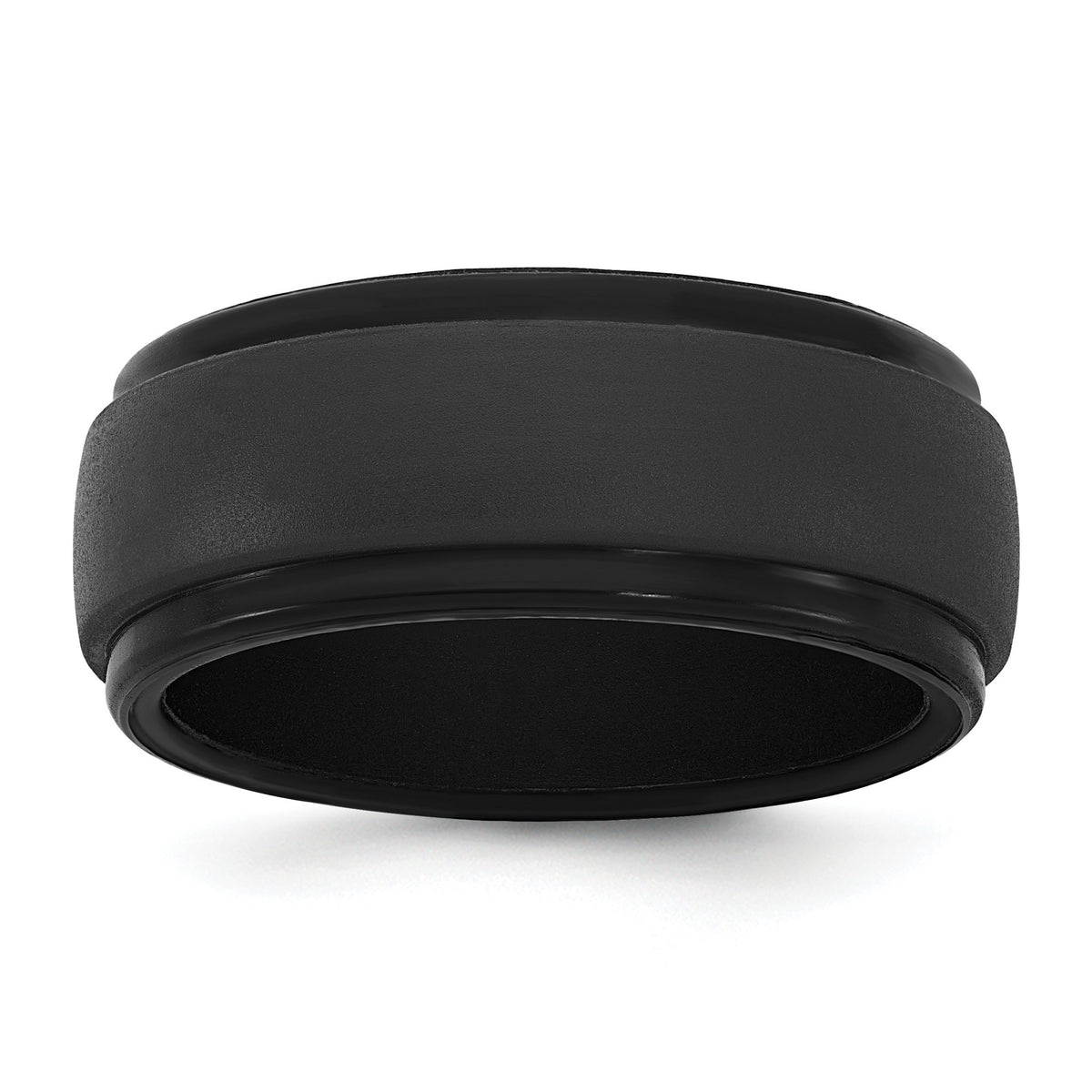 Ridged Edge Wedding Band in Black Silicone, 9mm, Size 8–14 - Sophia Jewelers Main image