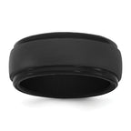 Silicone Black 9mm Ridged Edge Band