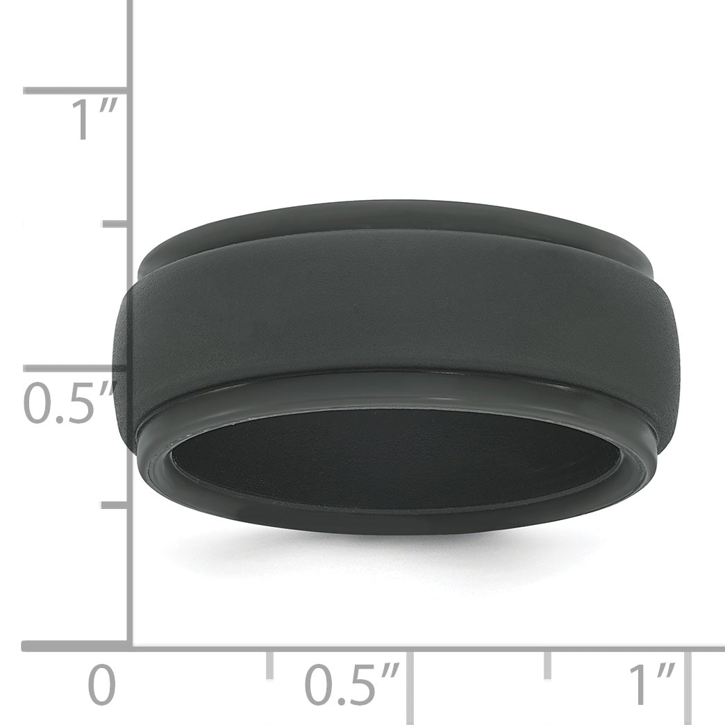 Silicone Dark Grey 9mm Ridged Edge Band