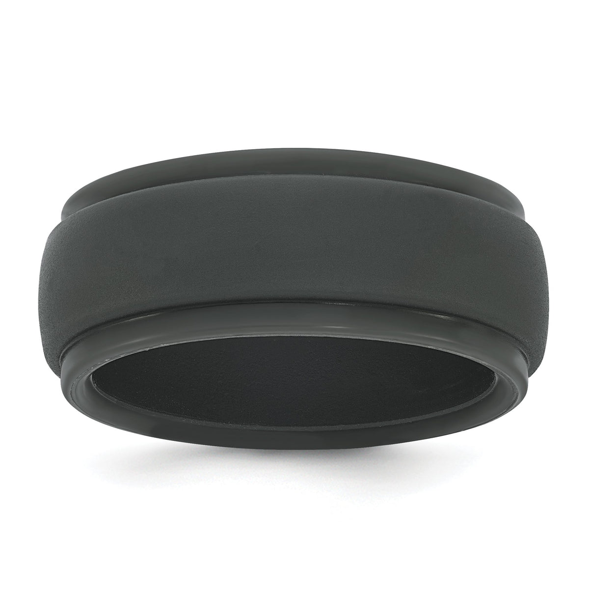 Ridged Edge Wedding Band in Dark Gray Silicone, 9mm, Size 8–14 - Sophia Jewelers Main image