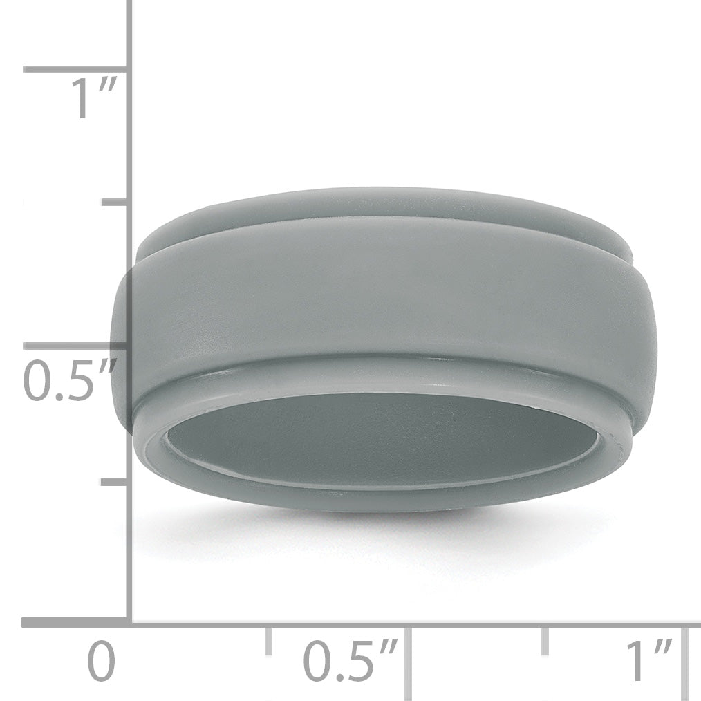 Silicone Light Grey 9mm Ridged Edge Band