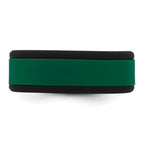 Silicone Black with Removable Green Center 8mm Band