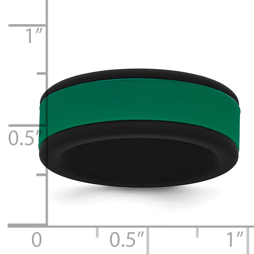 Silicone Black with Removable Green Center 8mm Band