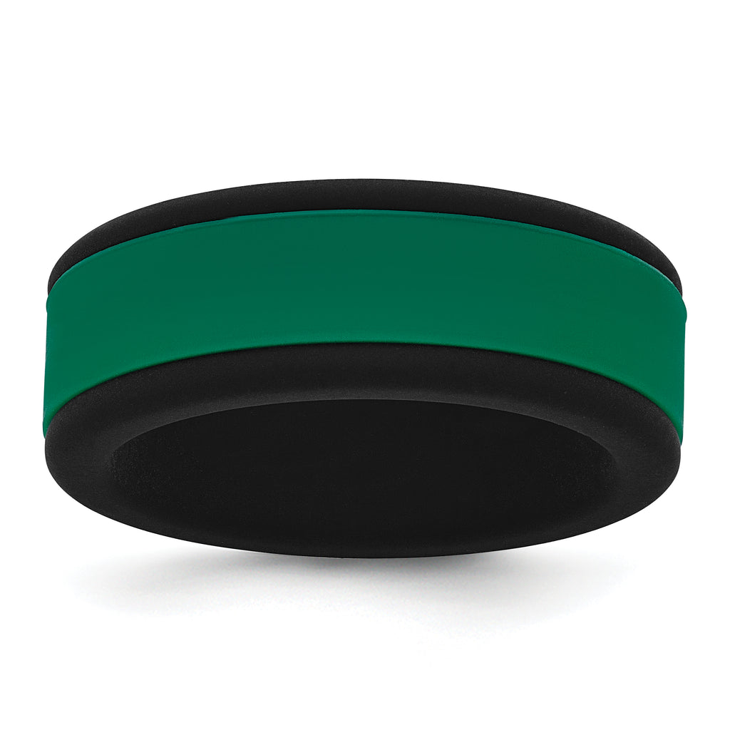 Silicone Black with Removable Green Center 8mm Band