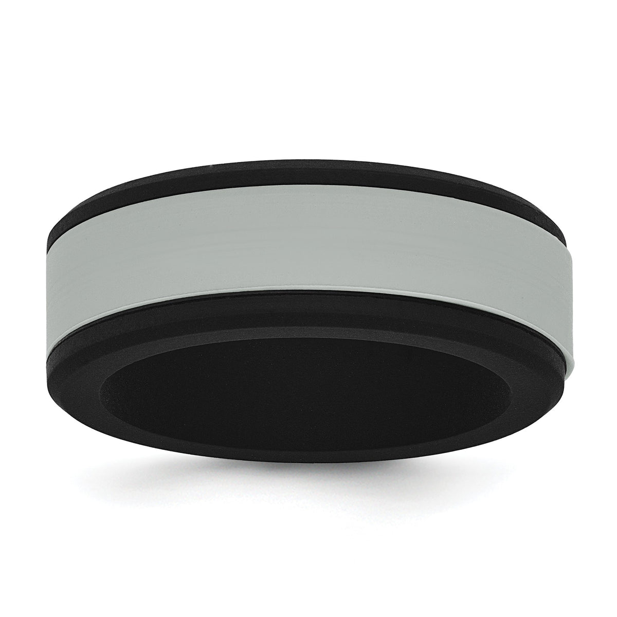 Removable Center Wedding Band in Black & Gray Silicone, 8mm, Size 8–13 - Sophia Jewelers Main image