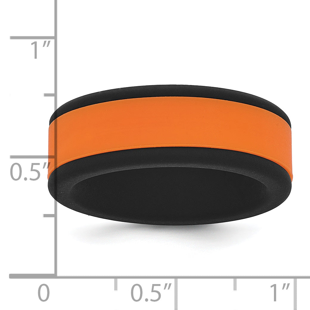 Silicone Black with Removable Orange Center 8mm Band