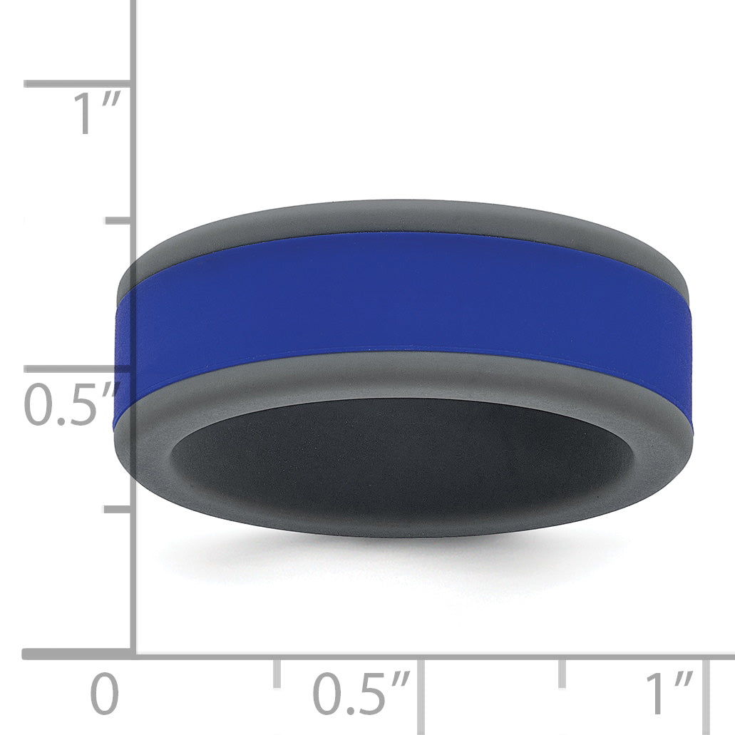Silicone Grey with Removable Blue Center 8mm Band