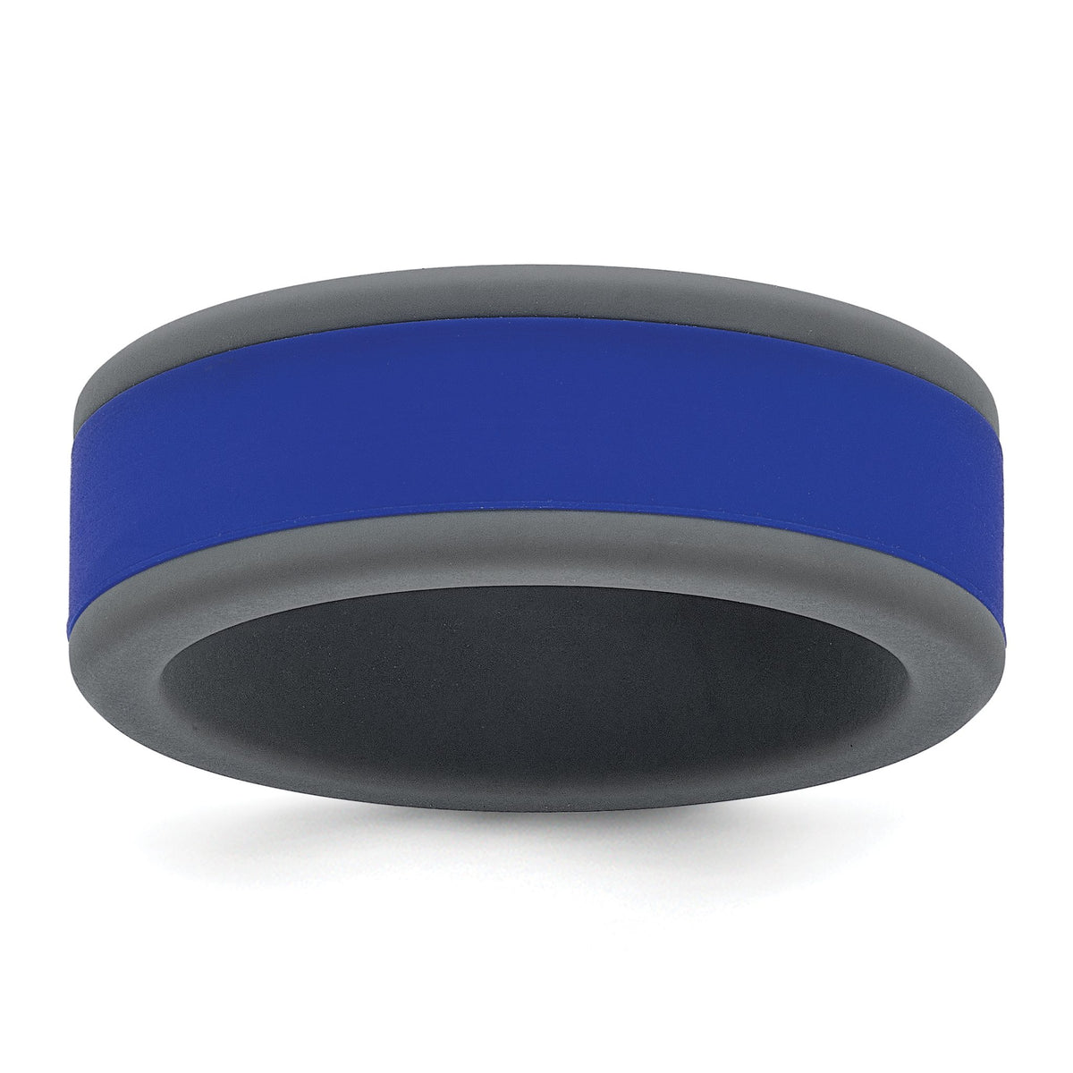 Removable Center Wedding Band in Gray & Blue Silicone, 8mm, Size 8–13 - Sophia Jewelers Main image