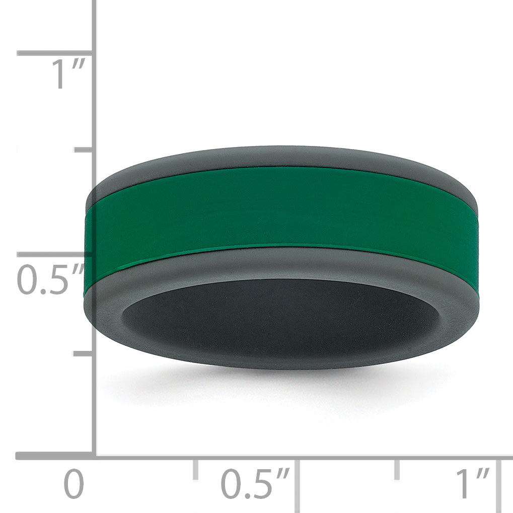 Silicone Grey with Removable Green Center 8mm Band